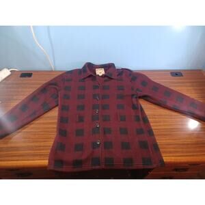 Authenic One Step Up Performance Fleece Button Up Plaid Size Large Red & Black